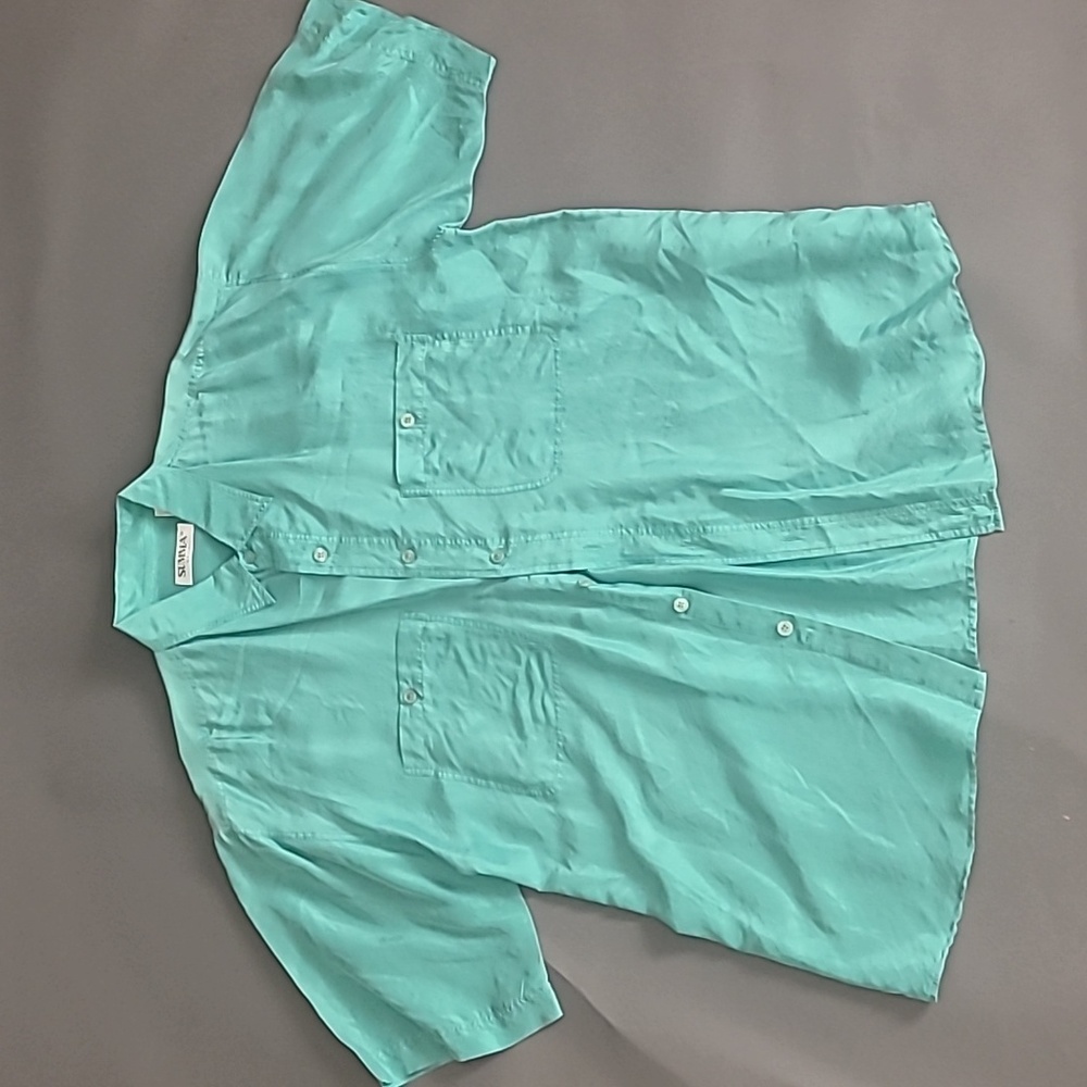 Summa Silk men's dress button down shirt size large